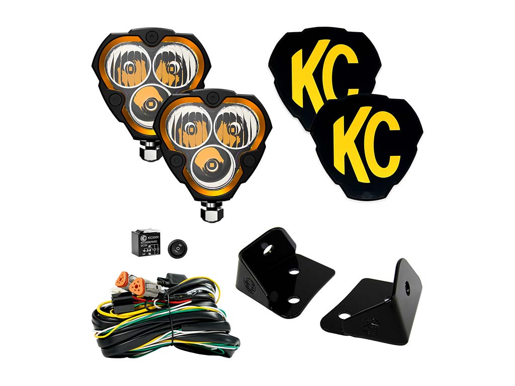 KC Hilites FLEX ERA 3 - 2-Light System - Pillar Mount - 40W Combo Beam - for Jeep JK